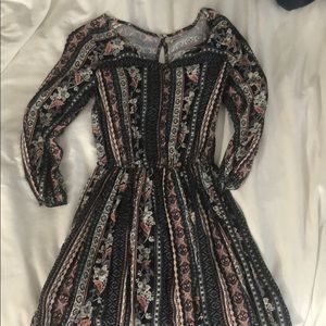 Boho long sleeve loose dress